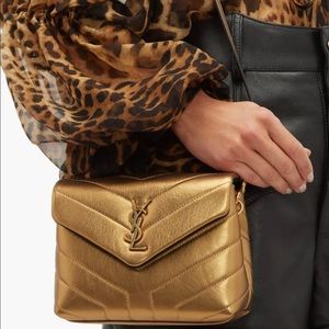 Ysl toy Lou Lou puffer bag gold metallic new